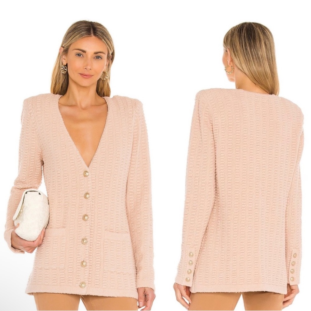 L'Agence Sue Petal Pink Textured Cardigan